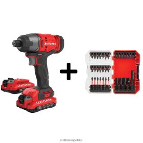 CRAFTSMAN Bezprzewodowa zakrętarka udarowa v20 20 V max (w zestawie 2 akumulatory, w zestawie ładowarka) elektronarzędzia 6XLTVN128 Craftsman Narzędzia