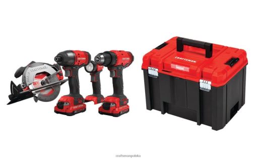 CRAFTSMAN Zestaw elektronarzędzi V20 z 4 narzędziami i twardą obudową (w zestawie 2 akumulatory i ładowarka) elektronarzędzia 6XLTVN58 Craftsman Polska