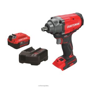 CRAFTSMAN v20 20 V, maks. zmienna prędkość, bezszczotkowy napęd 1/2 cala, akumulatorowy klucz udarowy i v20 20 V, maks. 4 amperogodziny, zestaw akumulatorów litowych do elektronarzędzi elektronarzędzia 6XLTVN80 Craftsman Narzędzia